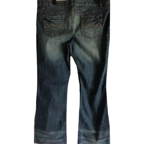 Mossimo Blue Denim Distressed Bootcut Jeans Plus 15S Medium Wash Stretch 36x30 - Picture 2 of 8